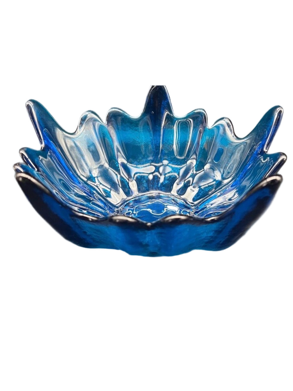 Viking Glass Bluenique Textured Epic Stockholm Lotus Petal Bowl